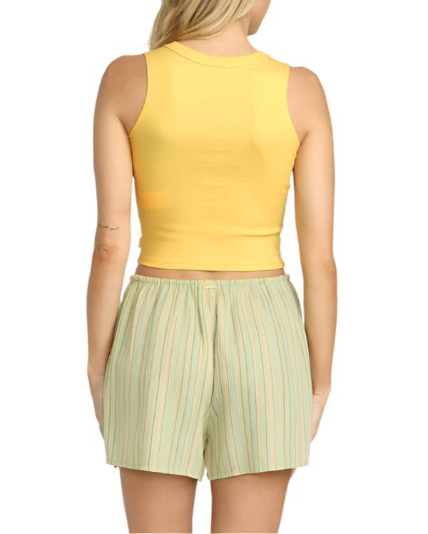 $30 Billabong Women’s Fun Times Knit Crop Tank Top In Yellow Size M