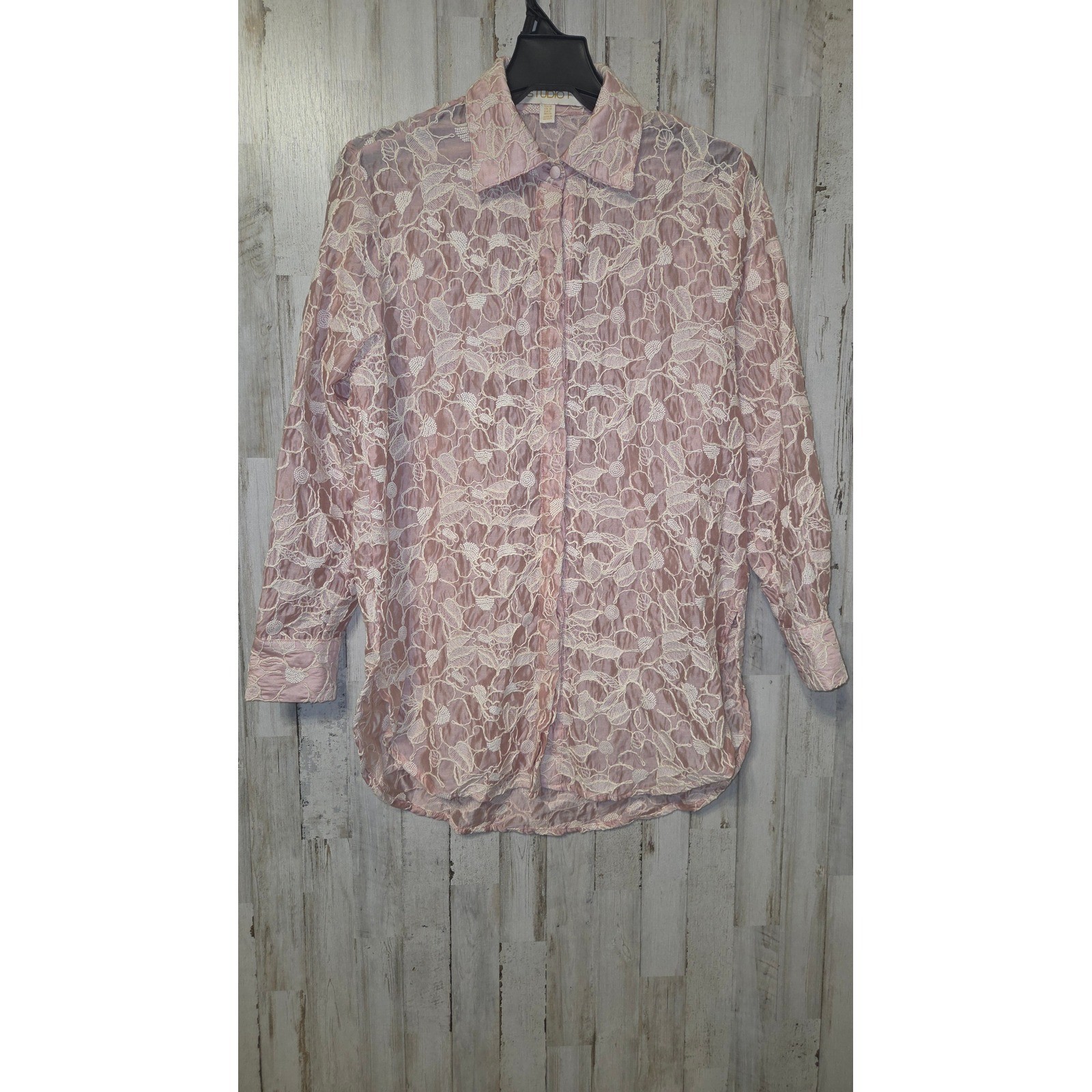 STUDIO F size XS Embroidered Button Shirt Tunic Collared Bohemian Prairie