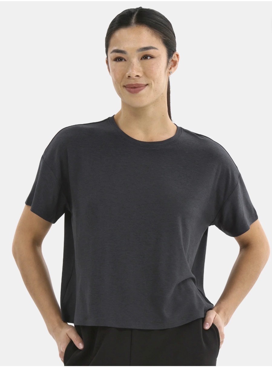 NWT Athletic Works Buttercore cropped short sleeve tee shirt black soot womens L