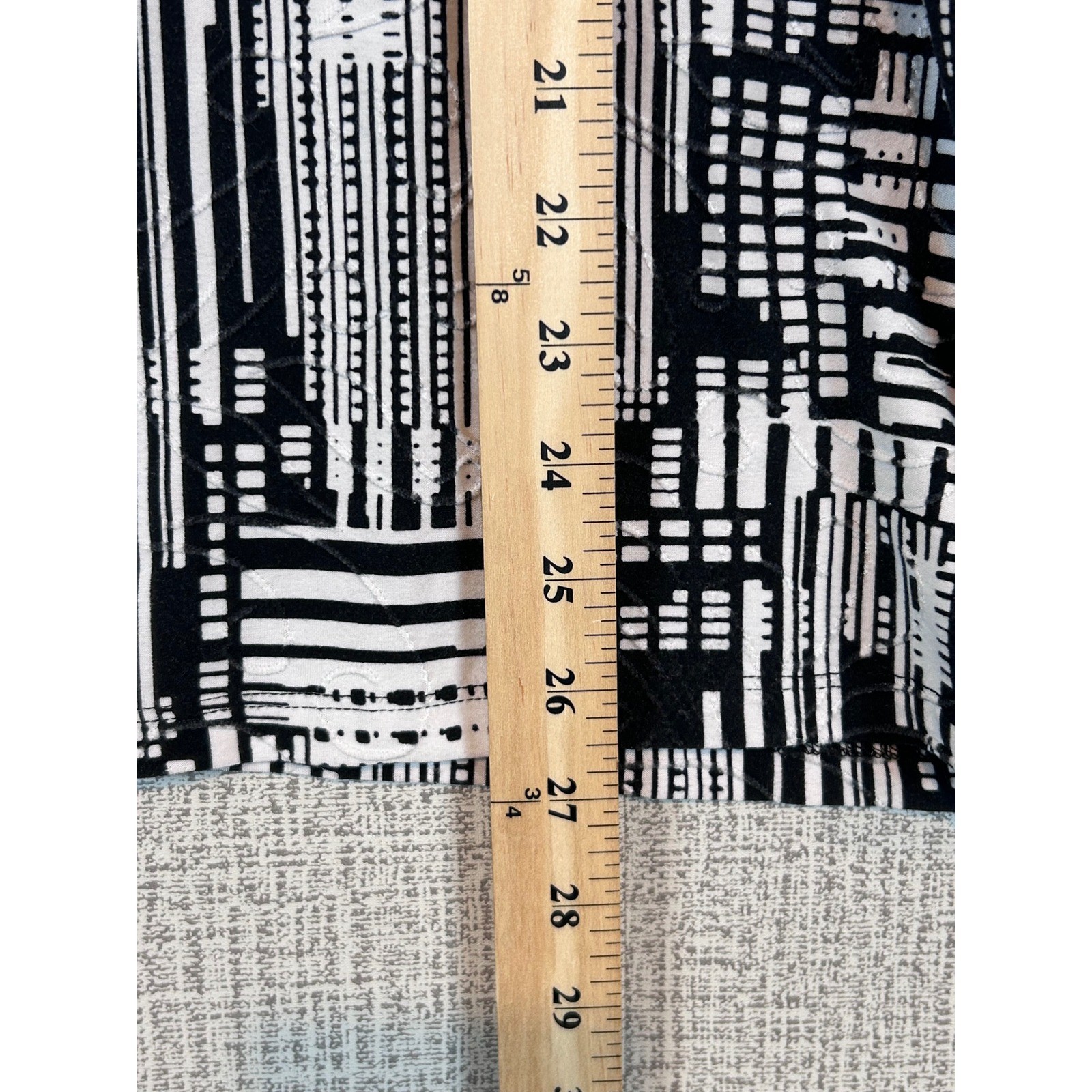 JM Collection Woman Black White Geometric Office 3/4 Sleeve Top Plus 1X Tunic