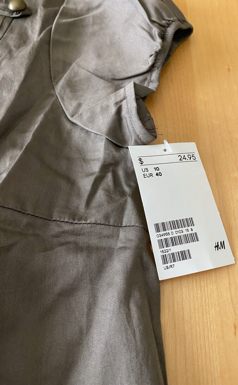 NWT H & M BROWN PLEATED CAP SLEEVE BLOUSE WOMENS SZ 10
