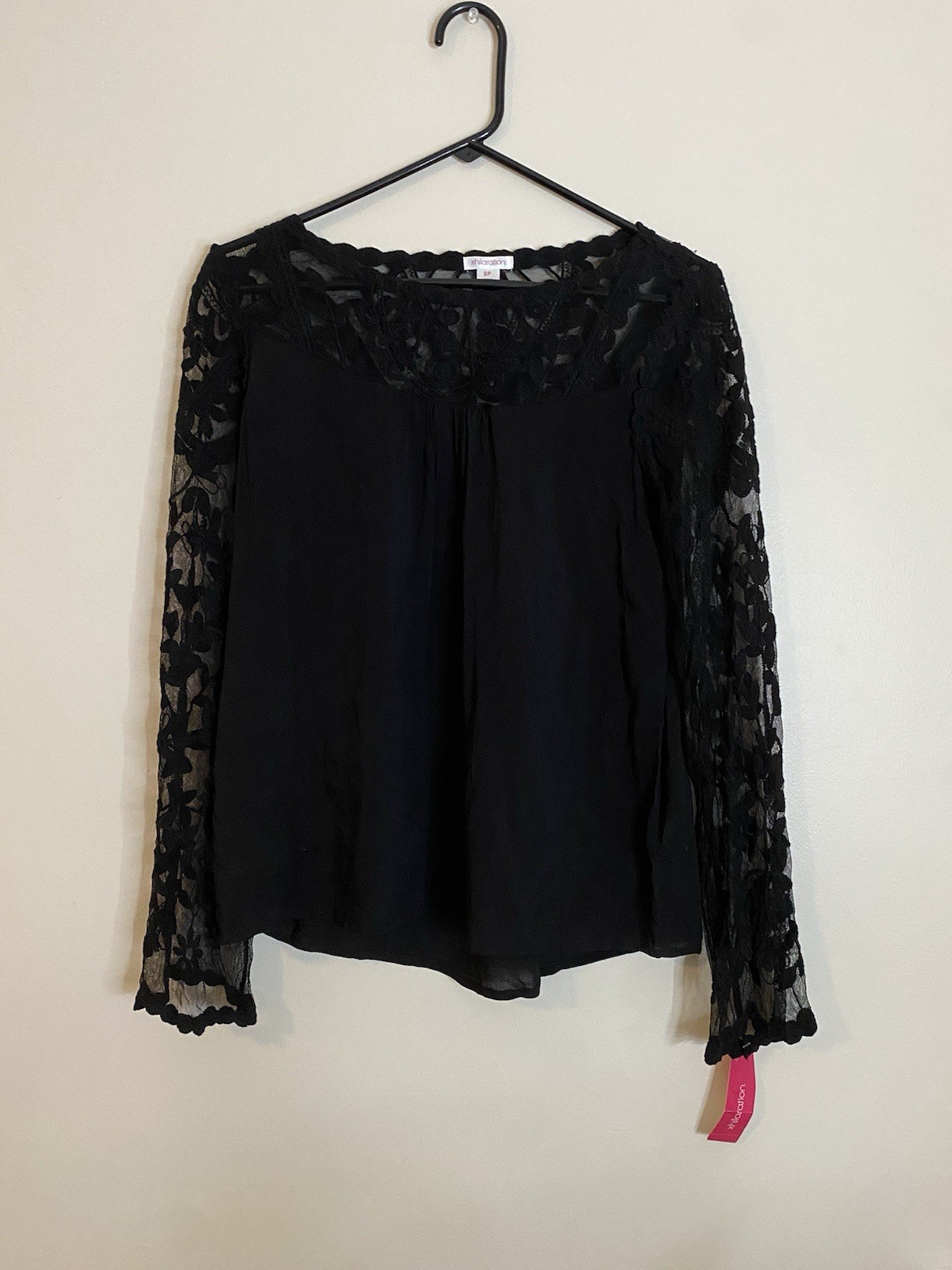 Xhilaration Black Gothic Lace Sleeves Blouse Size Small Brand New