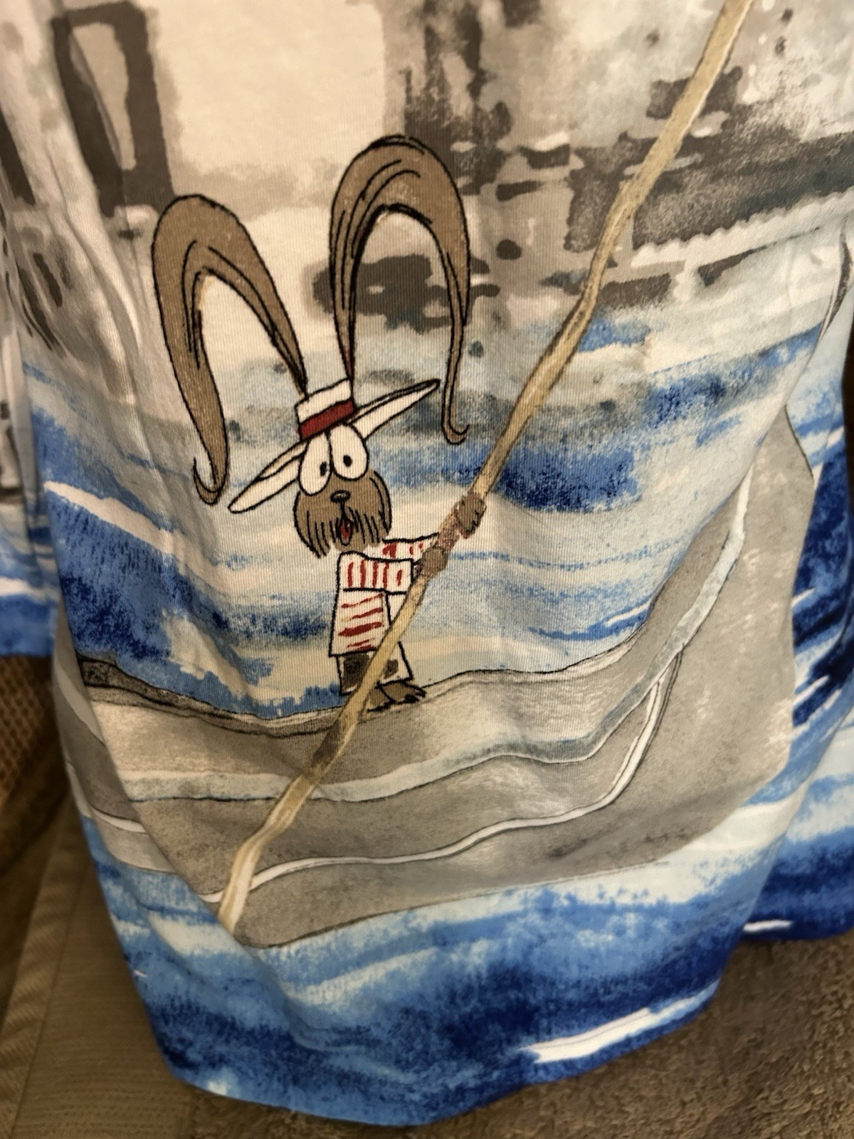 Chicos Multi Colored Shirt Size 0 Woman Riding Boat City Scene Beaded