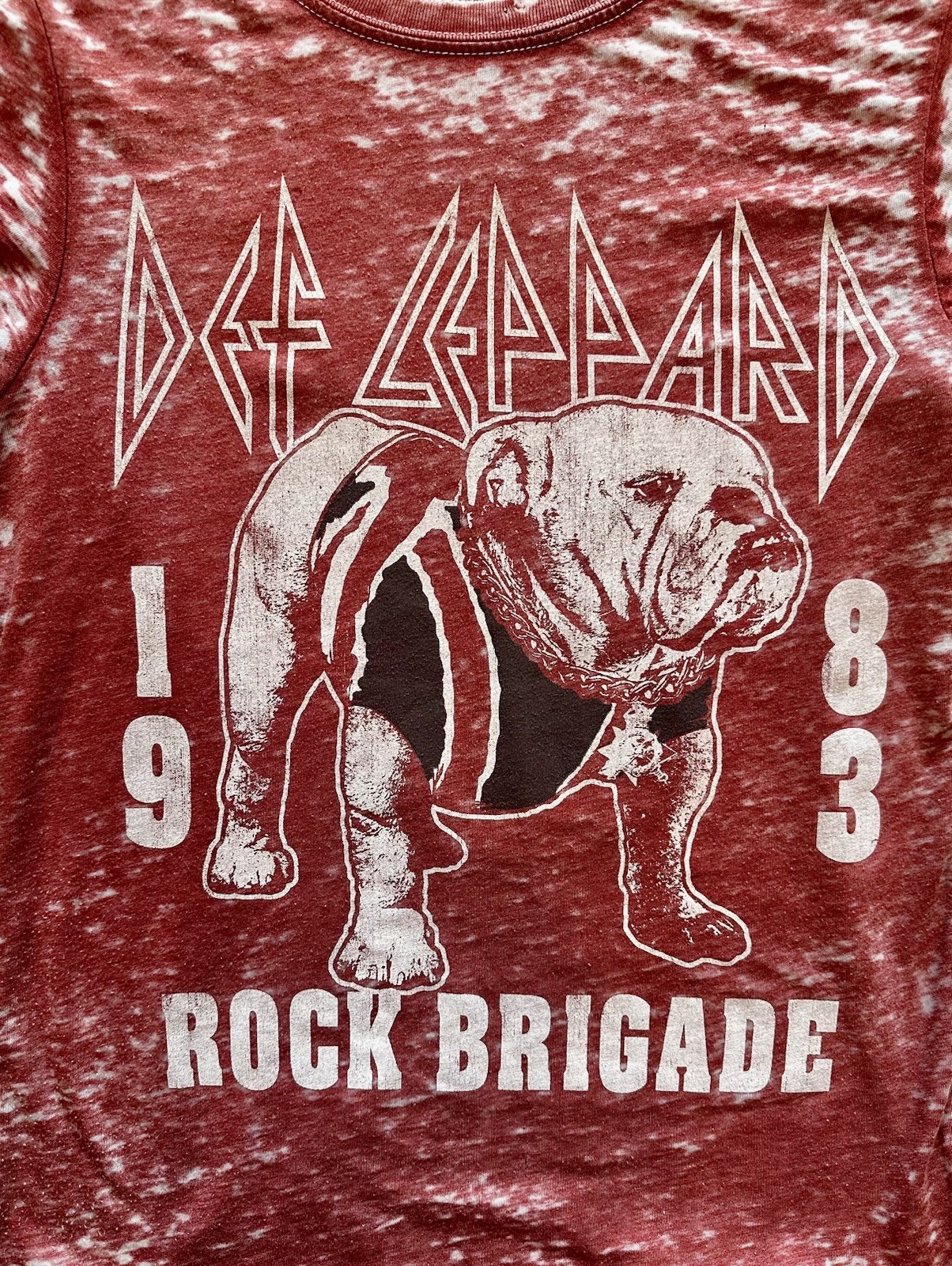 Def Leppard 1983 Rock Brigade T-Shirt Size XS Union Jack Bulldog – Vintage Look