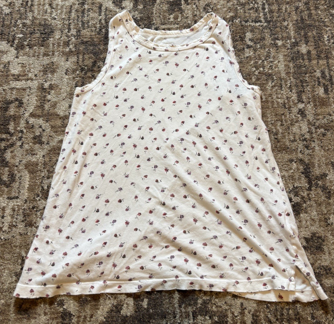 Current/Elliott Women’s 2 Floral Tank Top Red Rose White Base 100% Cotton