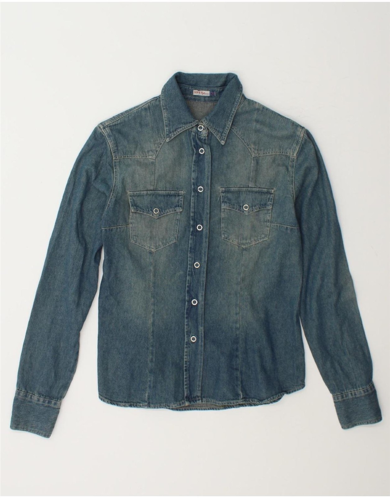 ONYX Womens Denim Shirt UK 14 Large Blue Cotton CM76