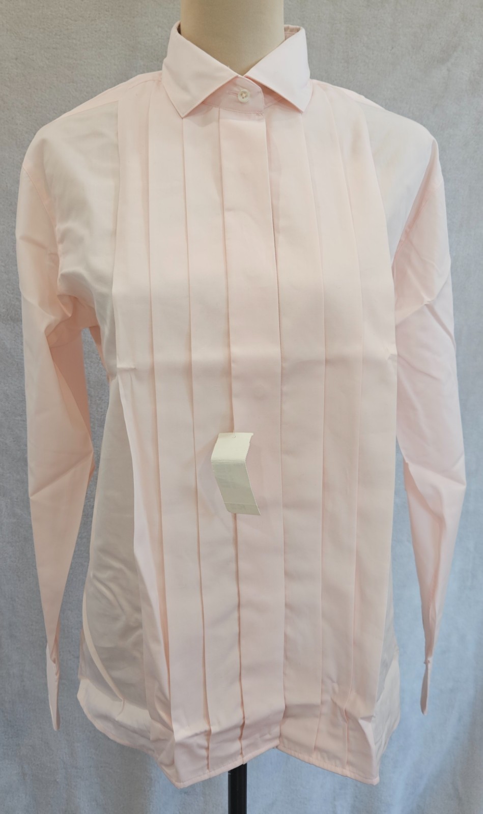 Vintage Corporate Woman Tuxedo Blouse Size 8 Wide Pleat Button Down NWT 80s Pink