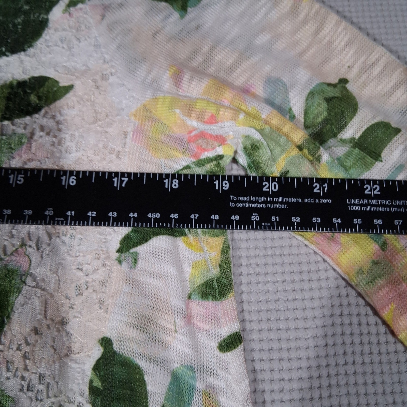 Melissa Paige Petite Floral Lace Yoke Ruffle Top Green Yellow Rose Cottagecore