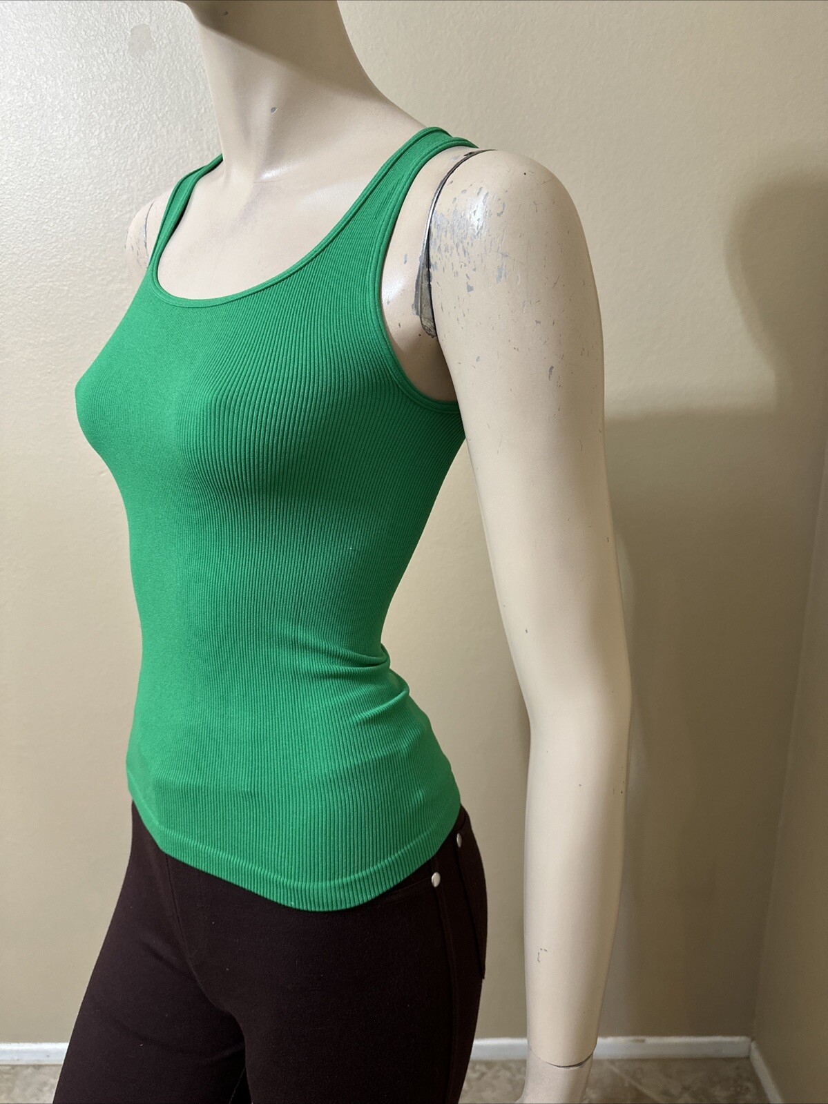 Women’s Green Nylon Casual Summer Stretch Slim One Size Blouse Top 3 For 15$
