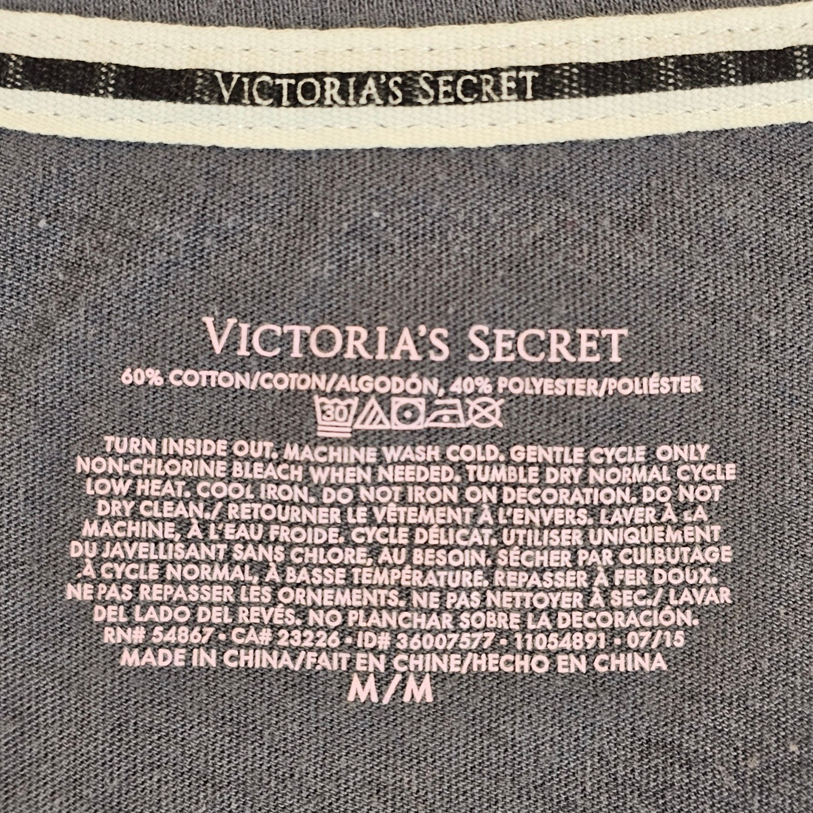 Victoria’s Secret VS Angel Gray Heart Graphic Long Sleeve Tunic Top Medium