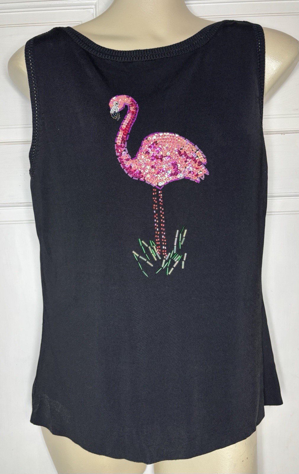 Talk of the Walk Atlantic City Sleeveless Top Women’s Large Sequin Flamingo