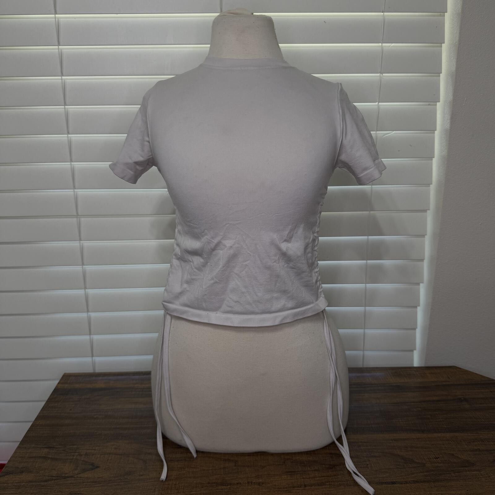 Aura Light Gray Short Sleeve Side Tie Top