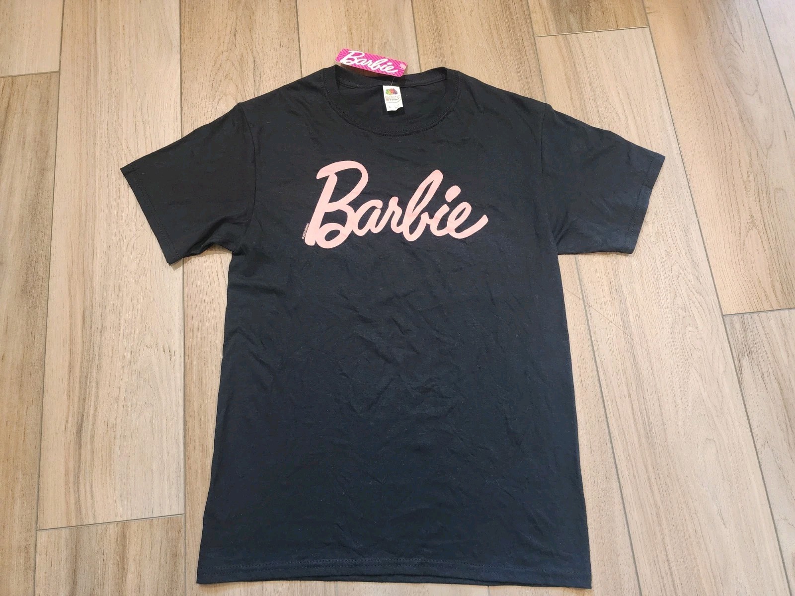 Barbie T-shirt for Women Spelled Pink On Black Tee – Small