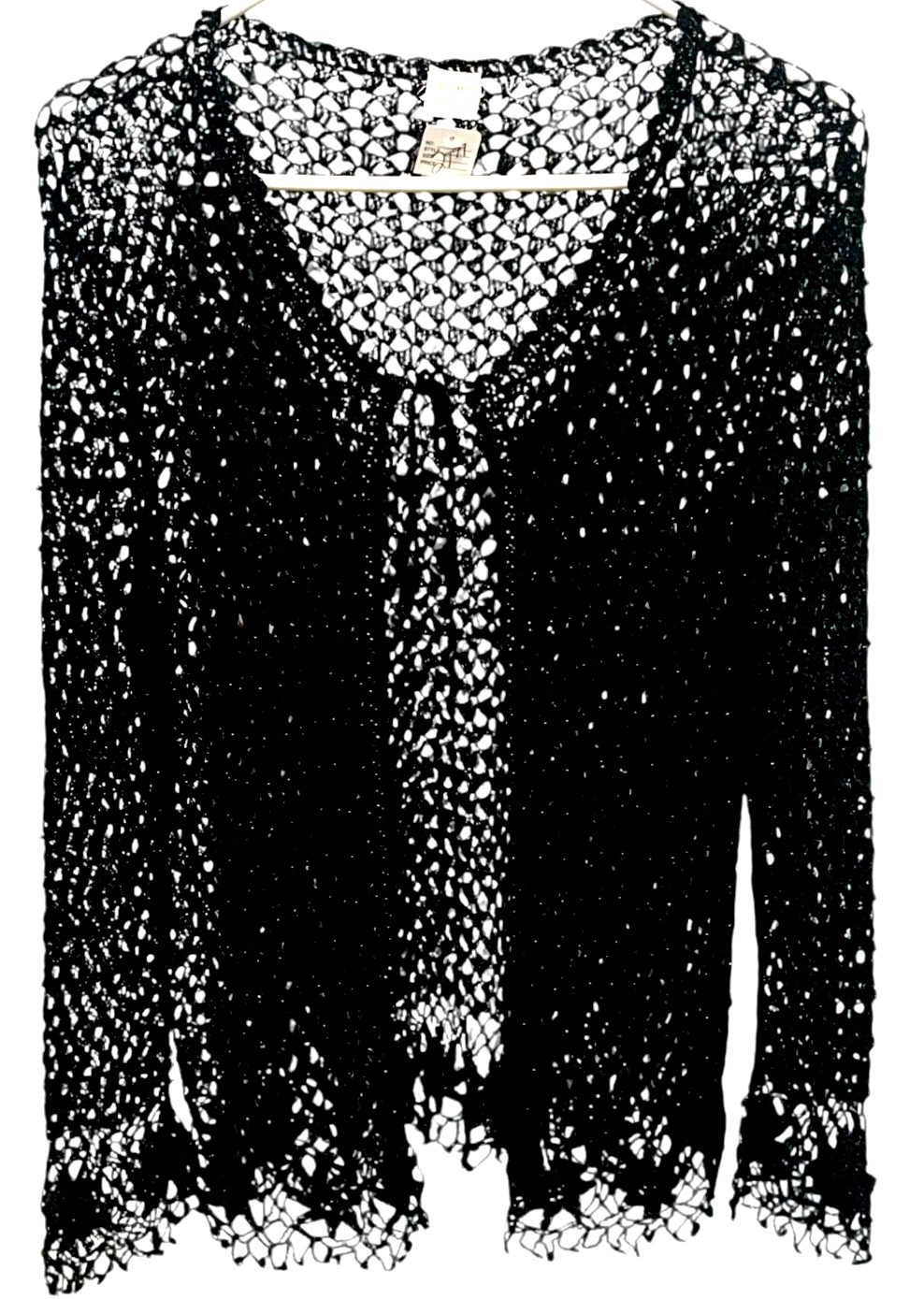 Lacy Crotchet – Women’s Large – Black 100% Rayon Cover Top – Tie Closure