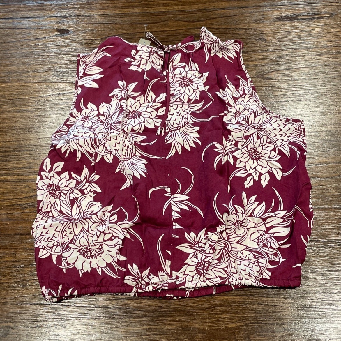 NWT J.Crew Drawstring-Waist Tank Top XL Pineapple Garden Sateen Cropped Tropical