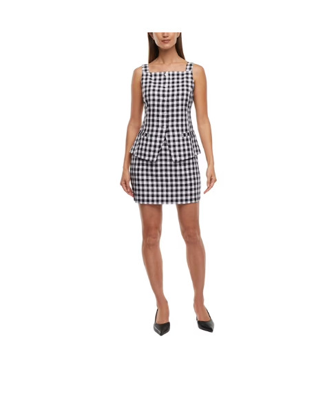 Express Women’s Linen Blend Button-Up Tank Top-Red, Beige, Black Check available