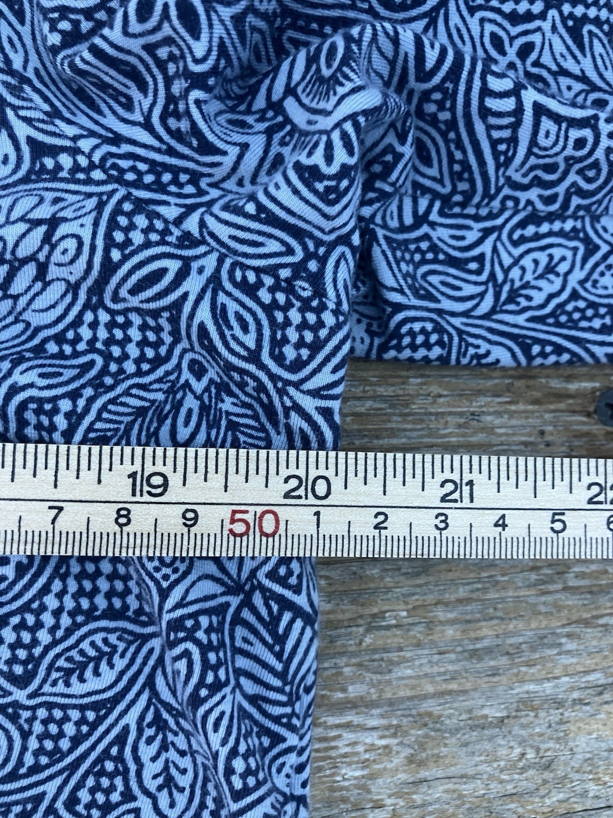 Pure Jill Long-Sleeve Shirtttail Pima Cotton Tee-Blue/White Floral – Womens Sz.M