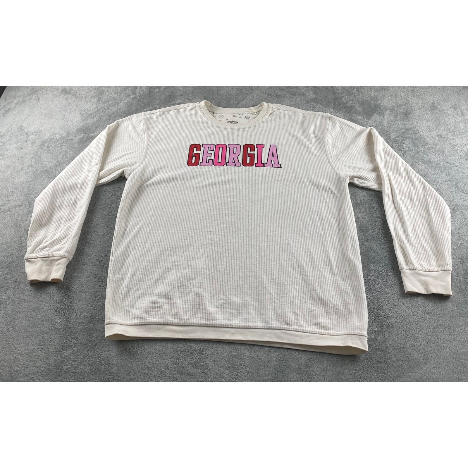 Pressbox Georgia Bulldogs Women 2XL Cream Ribbed Long Slv Thermal Shirt Cotton