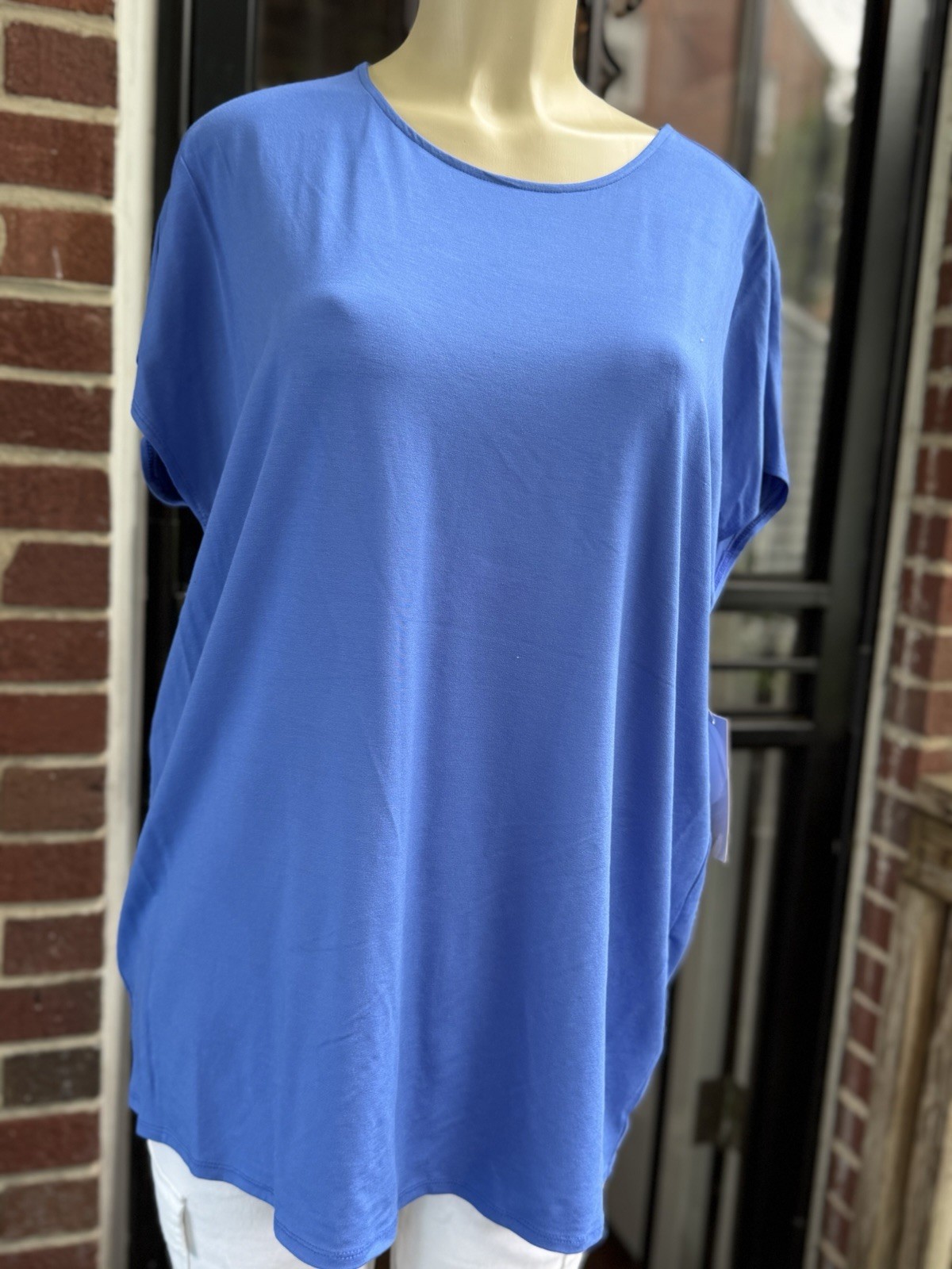 NWT Chicos Tunic Top Size 3P/XL Touch Of Cool Wedge Seafaring Blue Stretch