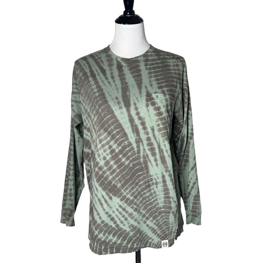 PINK Victoria’s Secret Pocket Tie Dye Tee Green Long Sleeve Womens XS Shirt