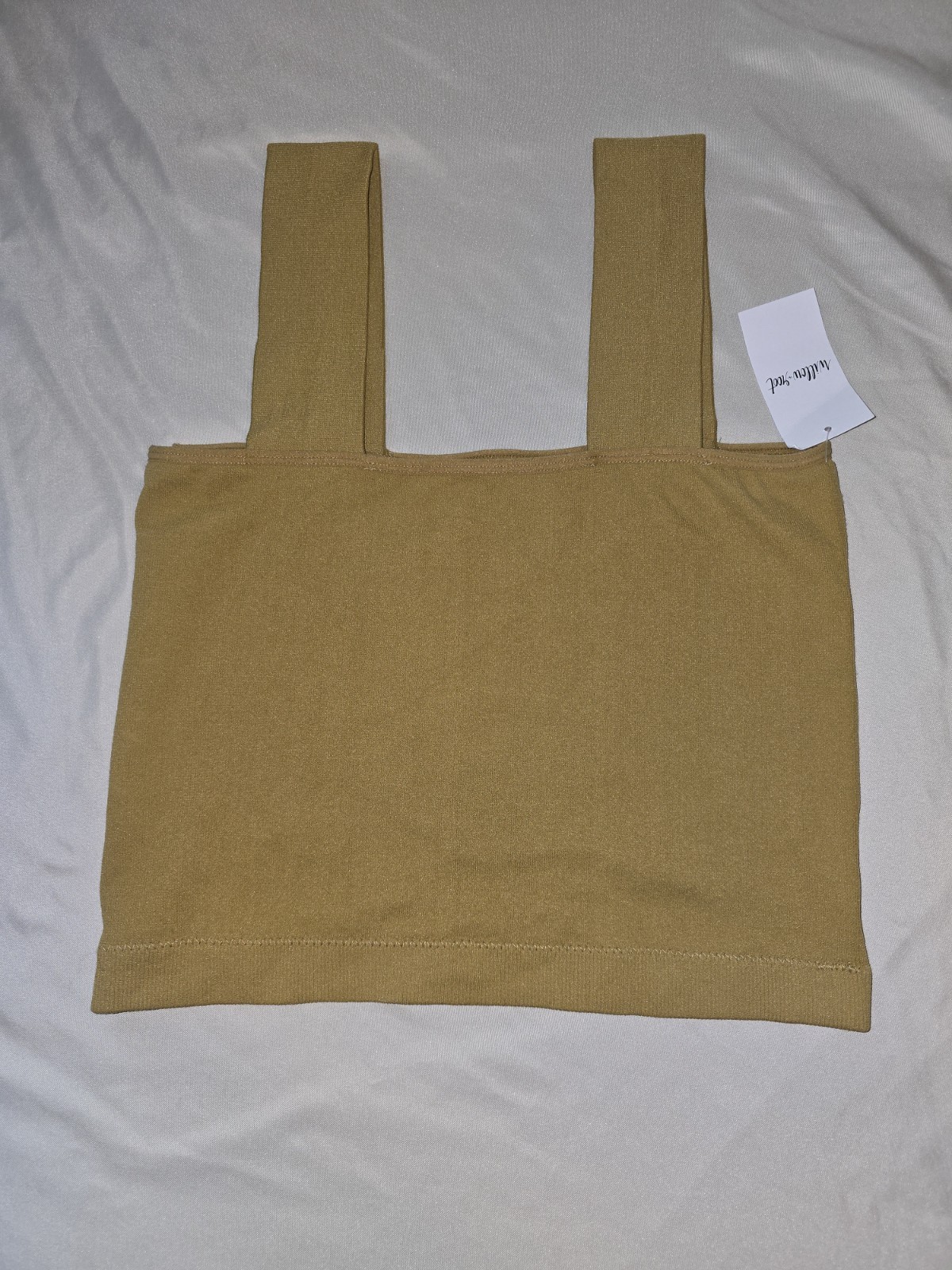 Willow + Root Wide Strap Ribbed Crop Tank Top (Color: Mustard / Gold)