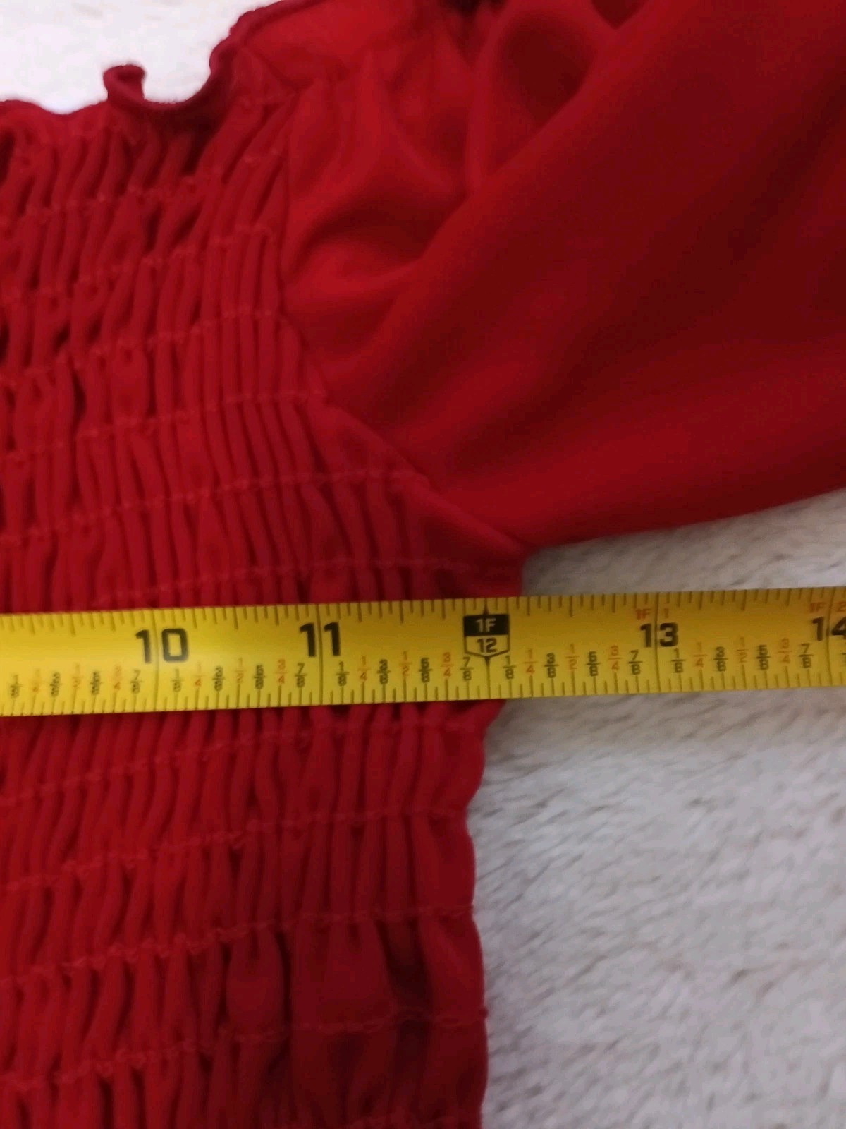 Vtg 90s Y2K Lipstick Babydoll Tunic Top Fairy Smocked Embellished Sz L Red 5d