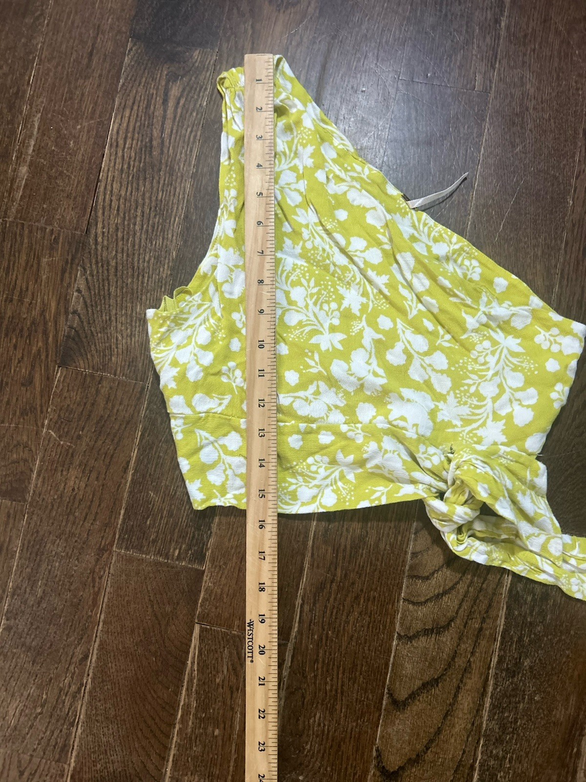 Free People One Shoulder Crop Tank Top Yellow Floral Spring Size M