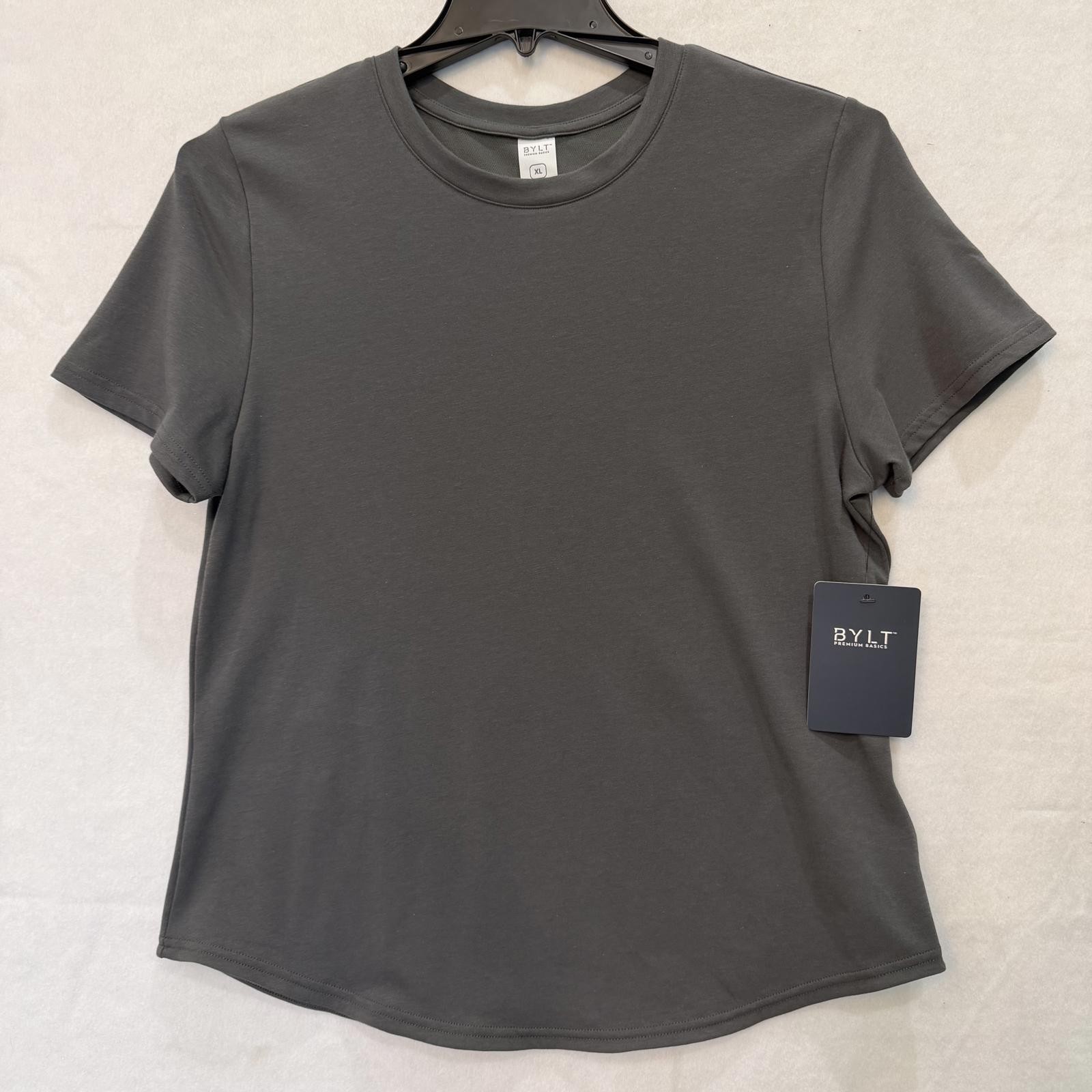 BYLT Premium Basics Drift Short Sleeve Shirt Womens XL Ash Gray T-Shirt Drop Hem