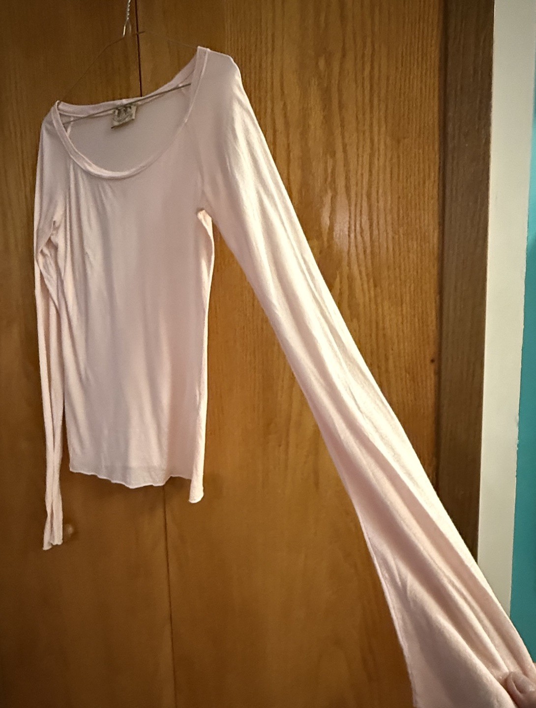 VTG Juicy Couture Long Sleeve T-Shirt Wm M Pastel Baby Pink Paris Hilton Tan Tag