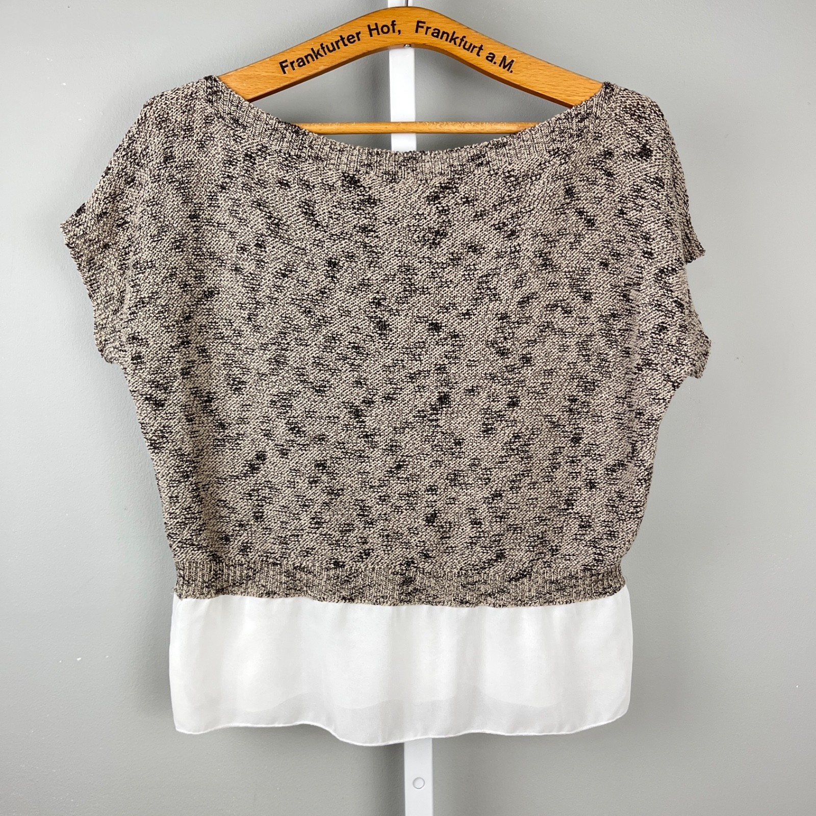 Anthropologie Moth Knit Layered Look Cropped Top Womens XS Brown Boho Casual