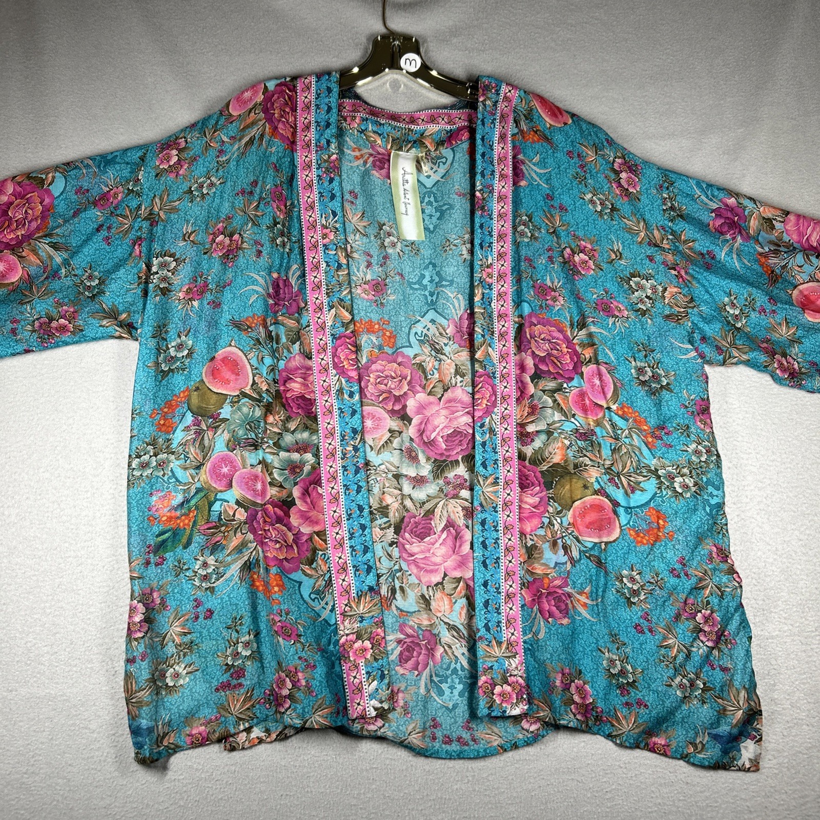 Aratta Silent Journey Floral Coverup Womens M Multi-Color Jacket Hand Wash