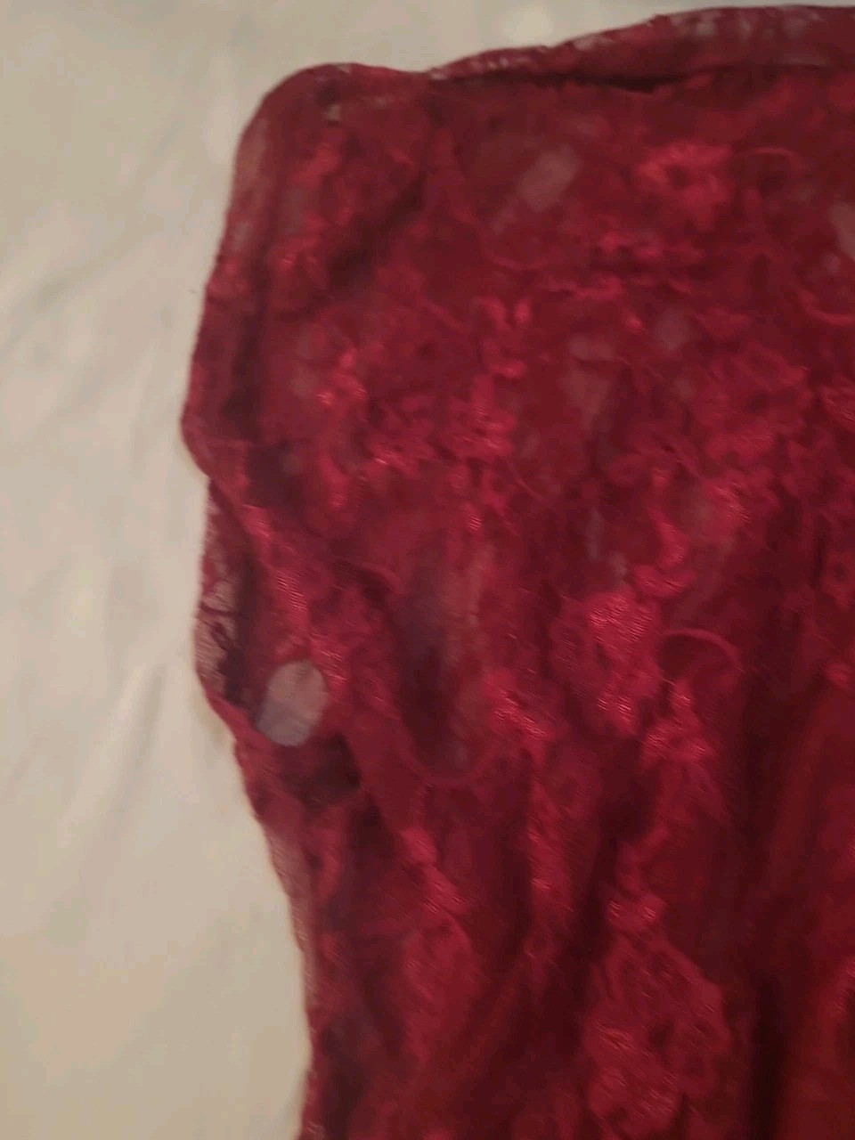 PLUS SIZE WINE RED SZ 2X Sheer Blouse Top Elastic Waist Sleeveless