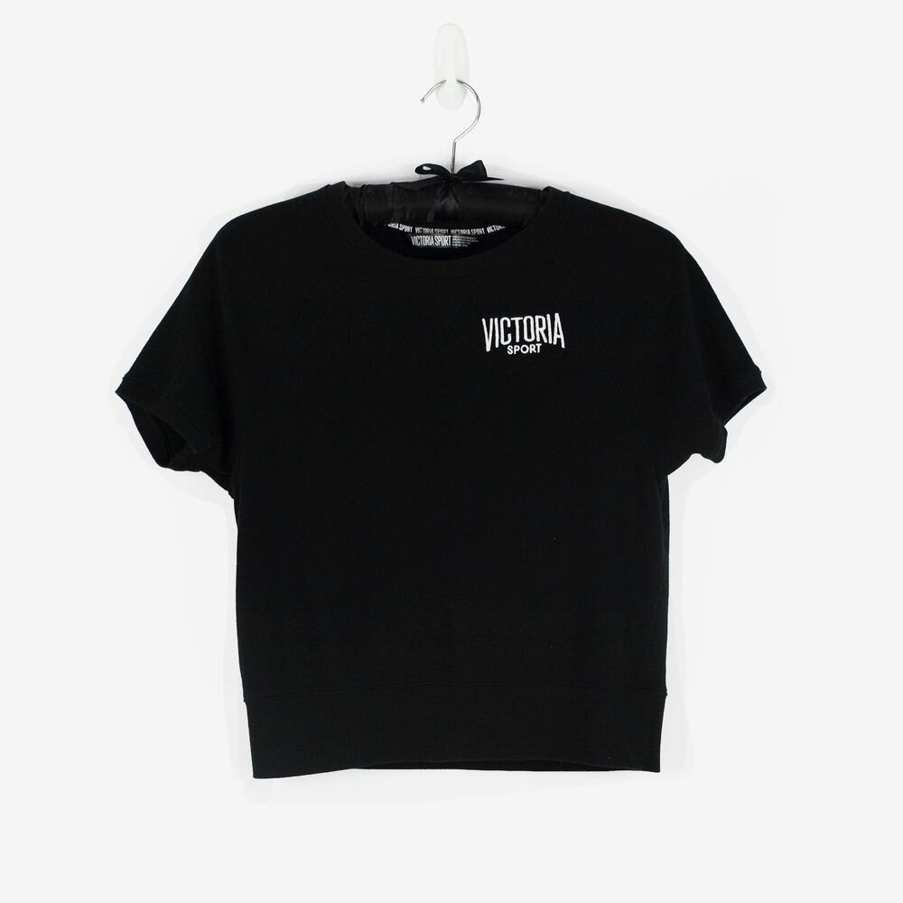 Victoria’s Secret Sport T-Shirt Size S Black Cotton Blend Casual Lounge Boxy