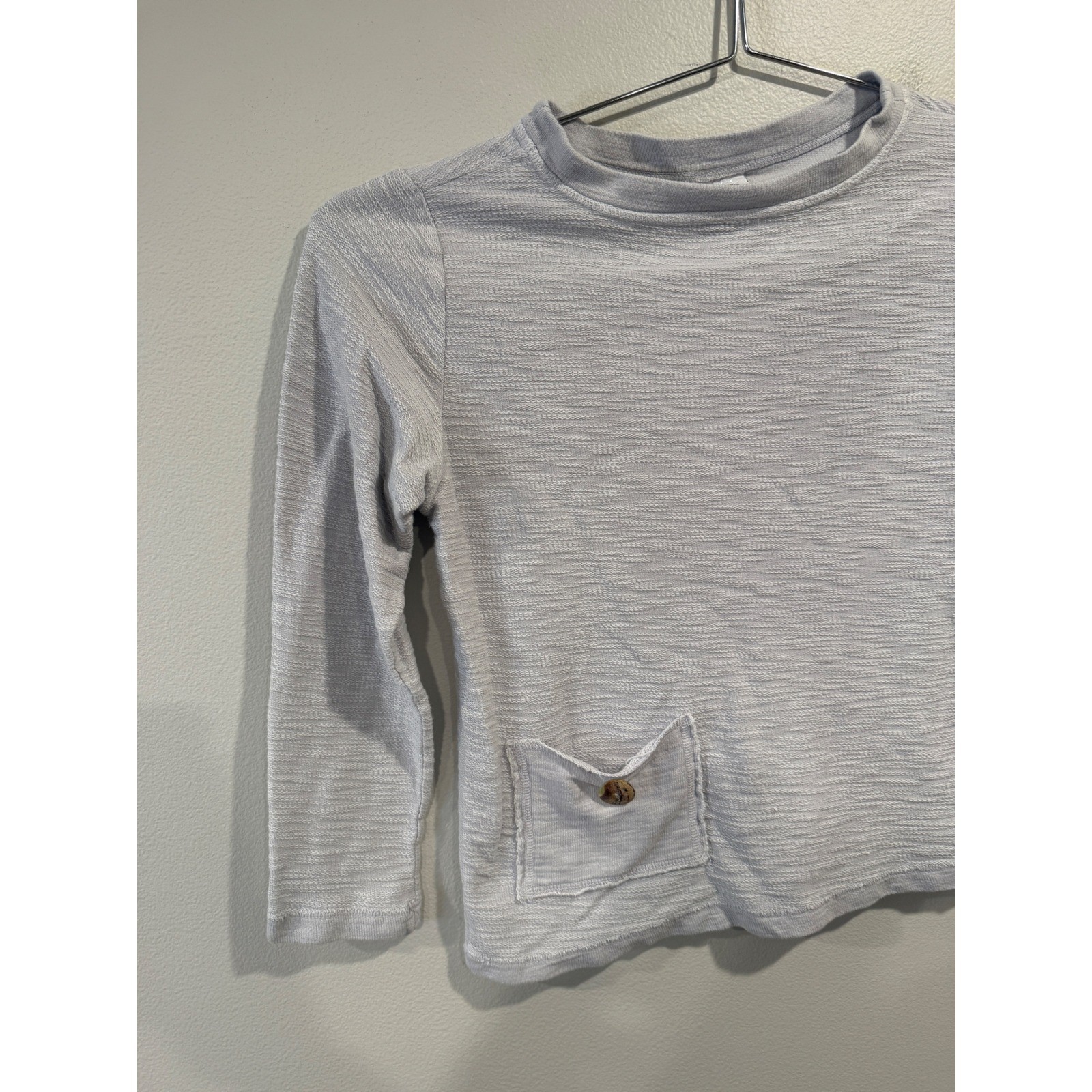 CMC BY COLOR ME COTTON Gray Textured Long Sleeve Pocket Top Women’s Medium