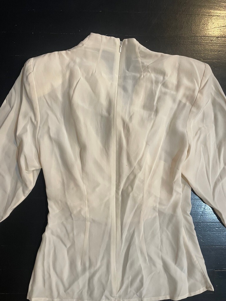 Andrea Jovine 100% Silk Ivory Draped Blouse Size 4