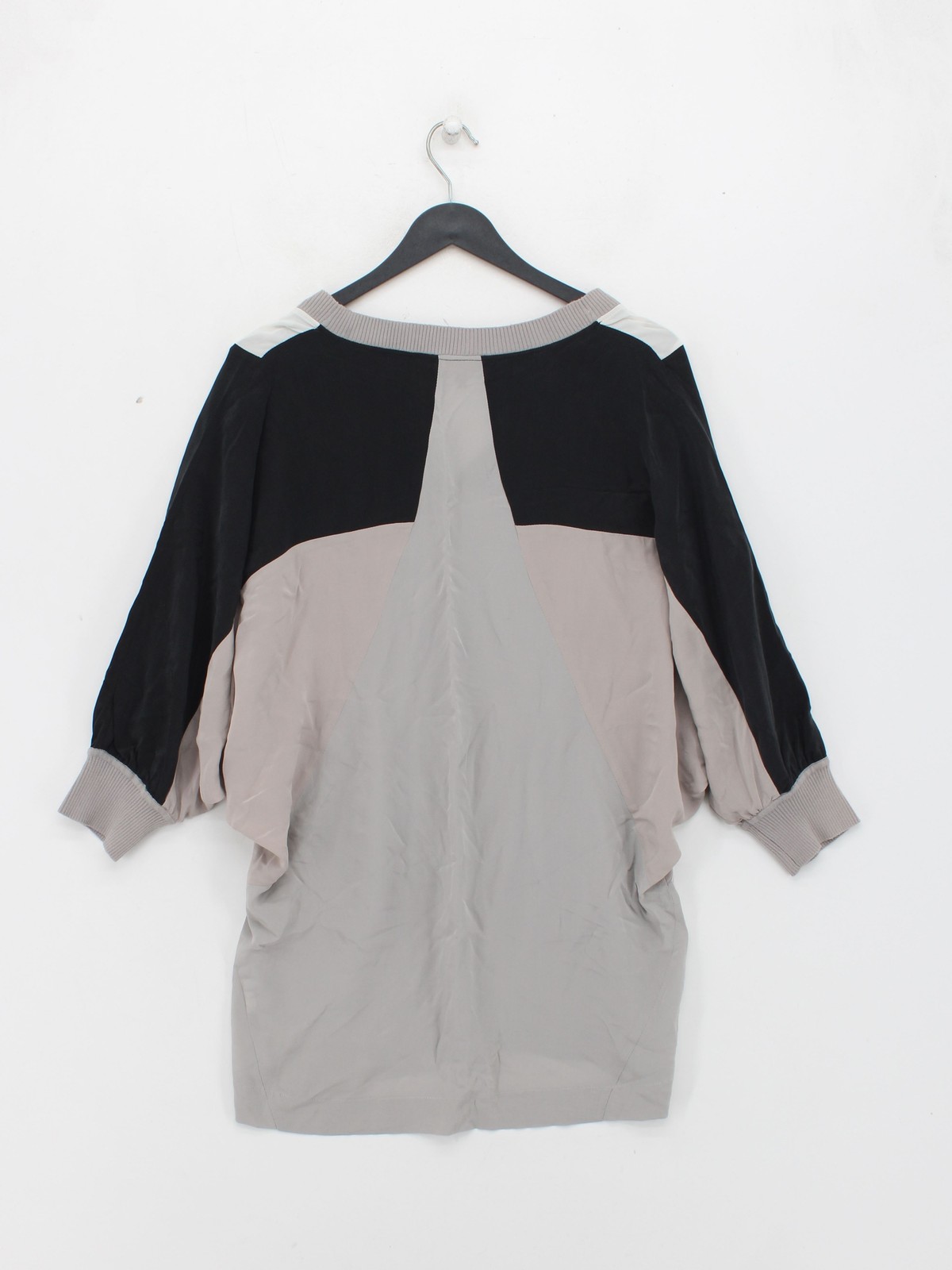 Adolfo Dominguez Women’s Top UK 12 Grey 100% Other Short Sleeve V-Neck Tunic