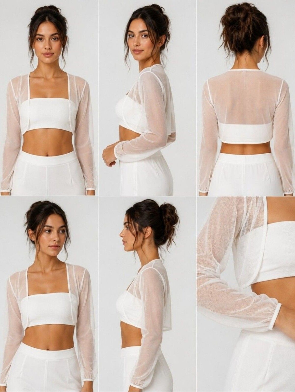 NWT Marcella Calliope White Mesh Sheer Bolero Shrug Top Sz S Minimalist Ballet