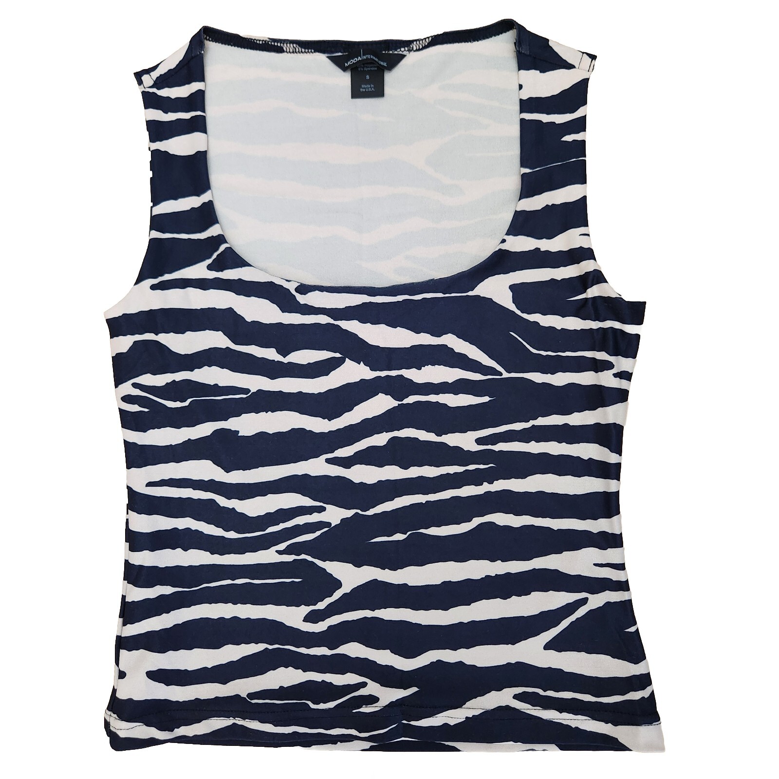 Vtg 90s Y2K Moda Int’l Animal Print Low Scoop Sleeveless Small Top Made In USA