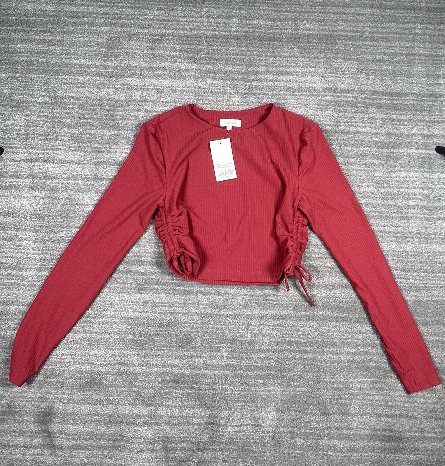 NWT Kookai Ribbed Gathered Athletic Top Shirt Size XS US 2 (40-41) $50