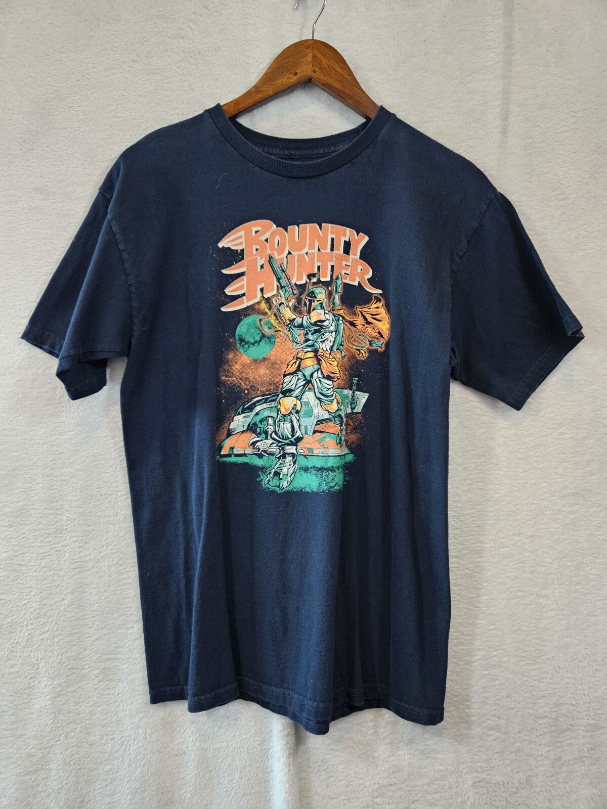 Star Wars Boba Fett Bounty Hunter T-Shirt Medium Navy Tee Fury READ