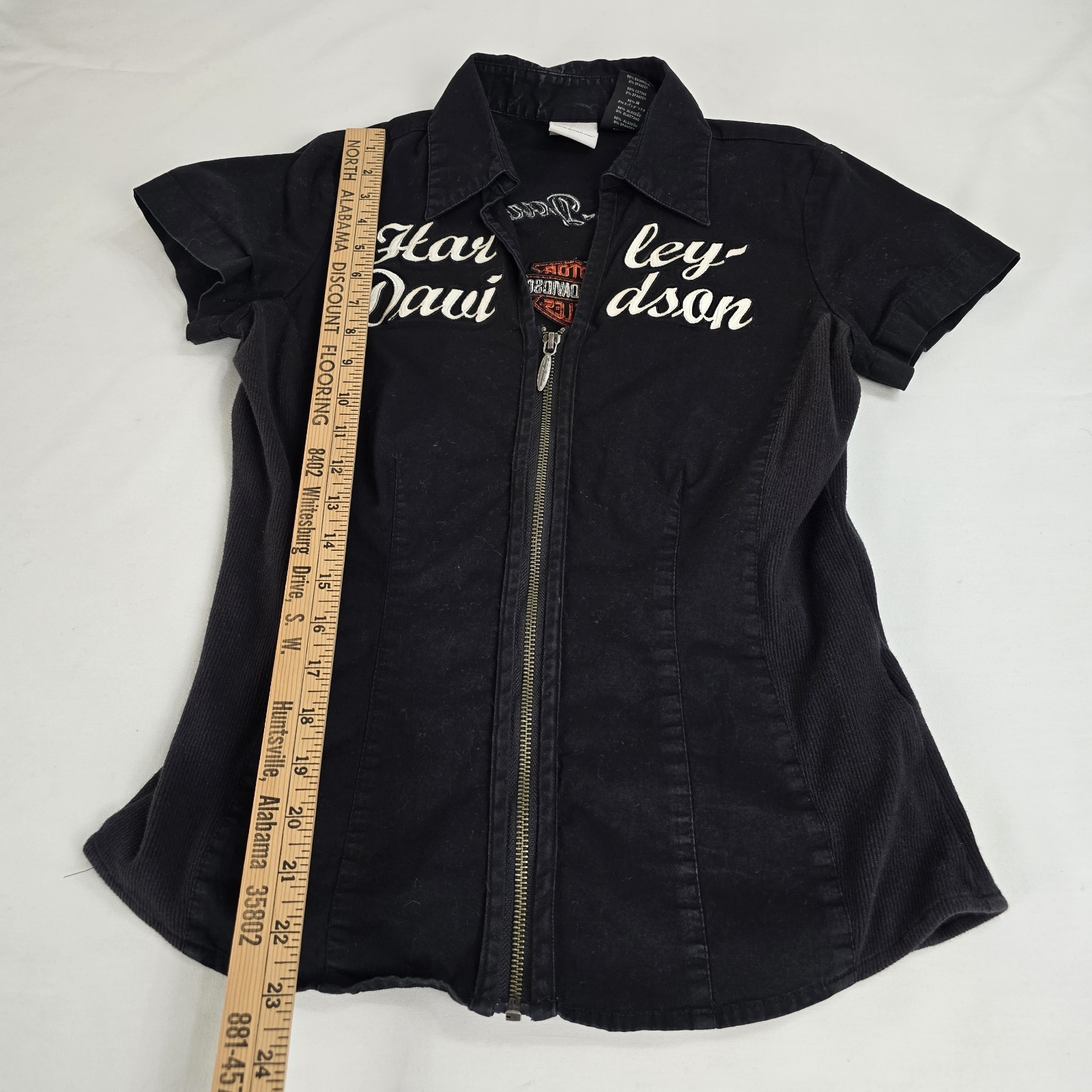 Vintage Harley Davidson Zip Up Mechanic Motorcycle Biker Shirt Women’s Size S
