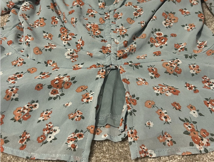 Sugarlips Mint Floral Peplum Ruched Blouse
