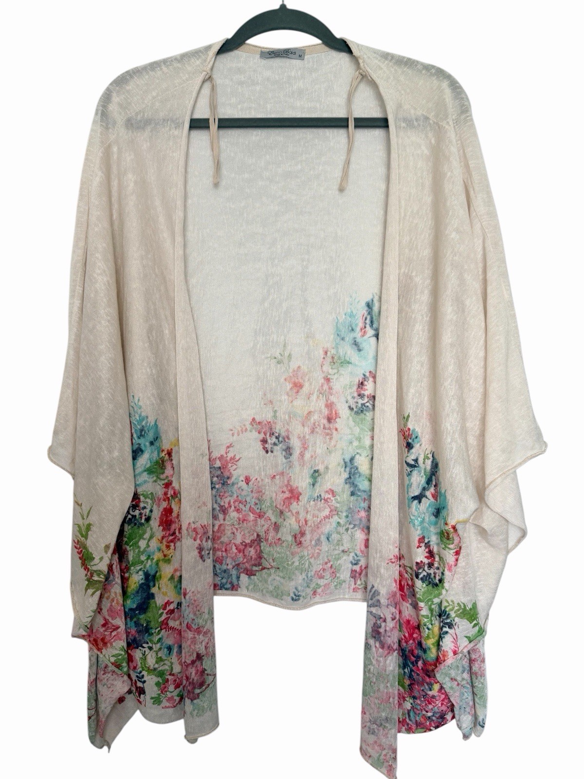 Elena Baldi Italy Floral Print Kimono Cardigan Cover Up Size M
