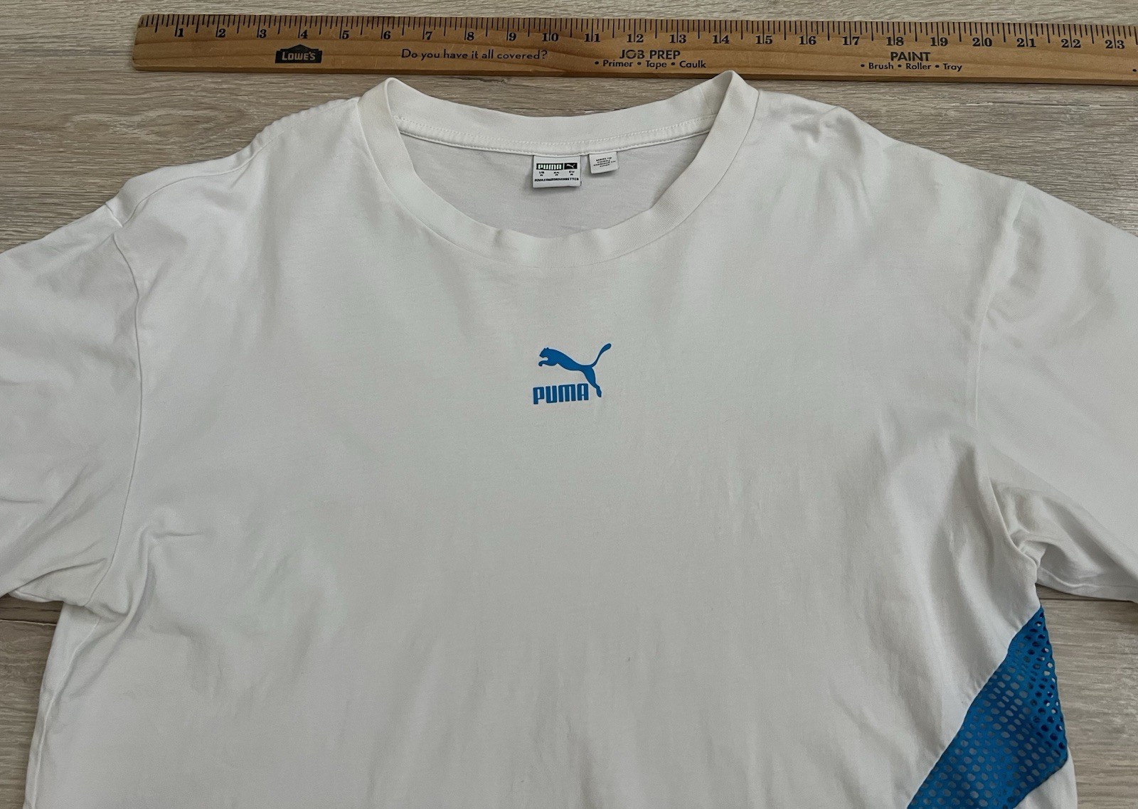 Puma Womens Sz M White Crop Boxy Oversized Tee T Shirt Short Sleeve Round Neck