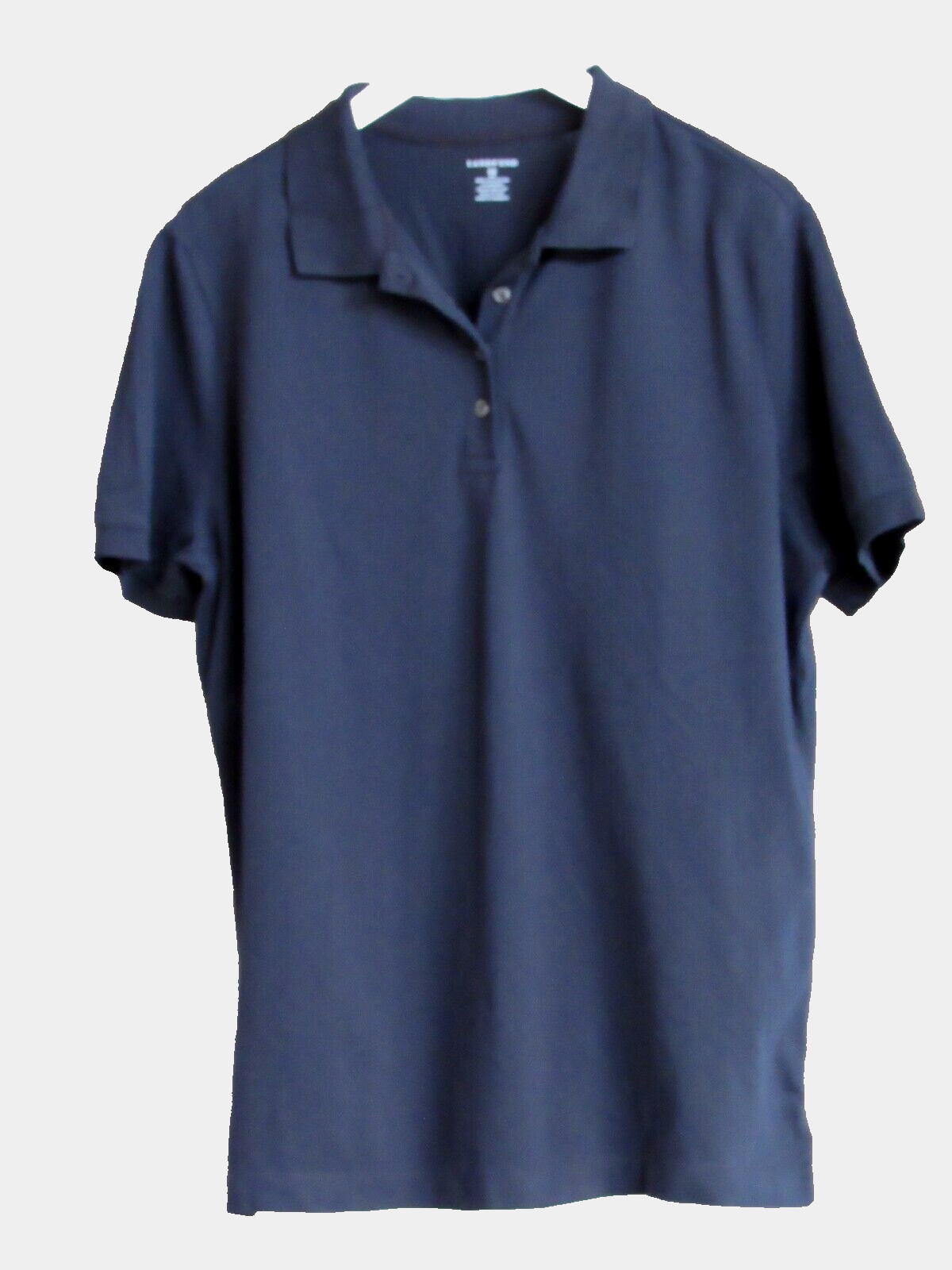 Lands End Navy Blue Short Sleeve Polo Top Cotton/Spandex Size 14W NEW
