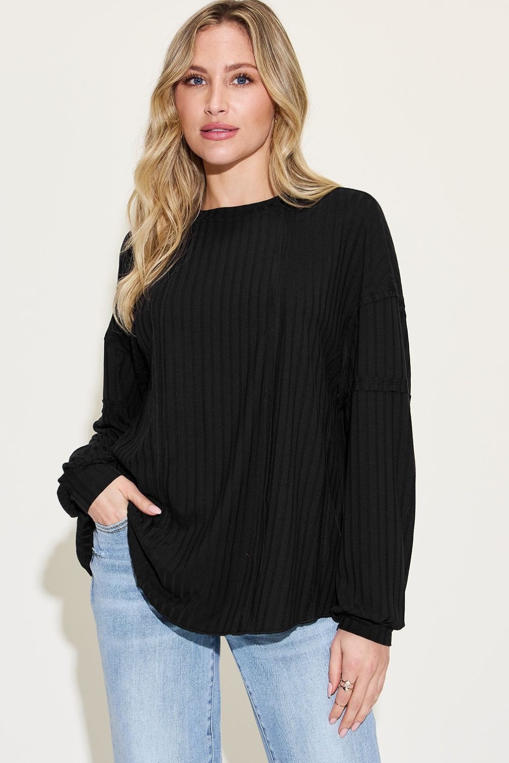 Trendy Ribbed Oversized Tunic Top Available In Multiple Colors& Full Sizes S-3XL