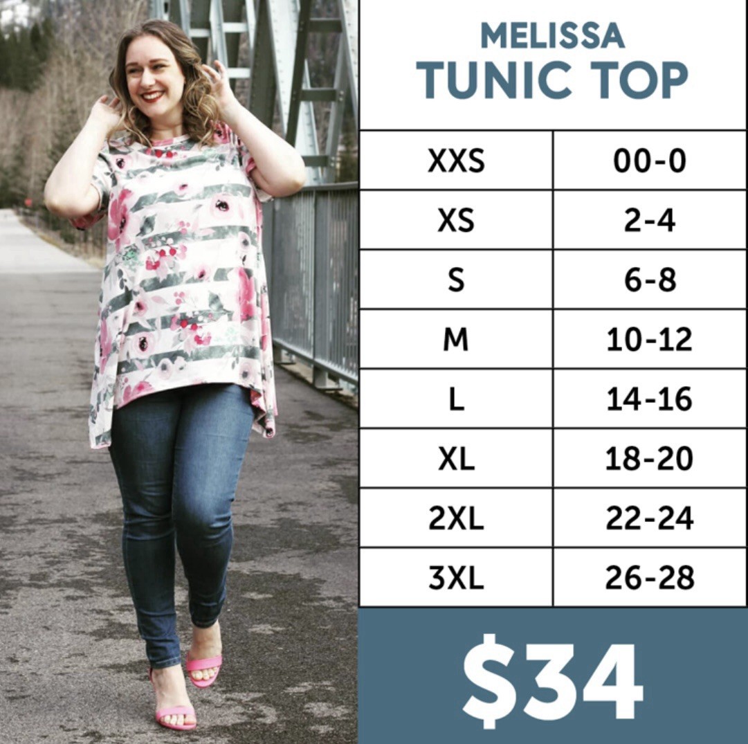 NWT LuLaRoe XL Melissa Tunic Top As Pictured