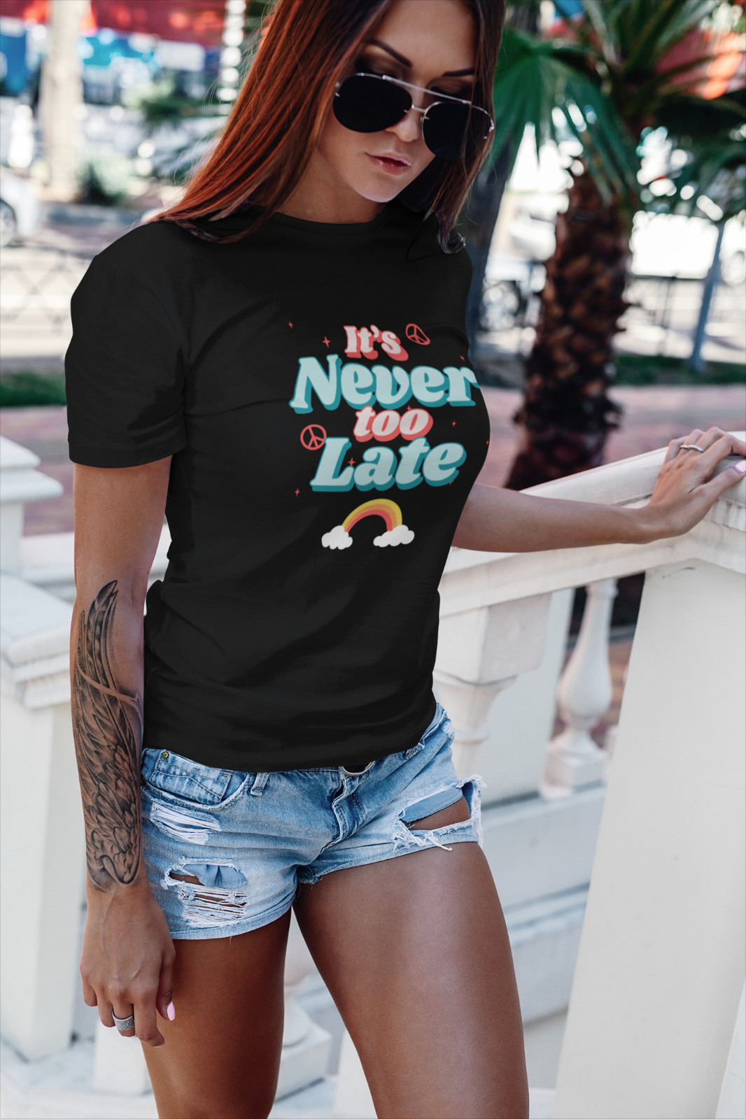 It’s Never Too Late Rainbow Love Flowers Womens Mens Unisex Short-SleeveT-Shirt