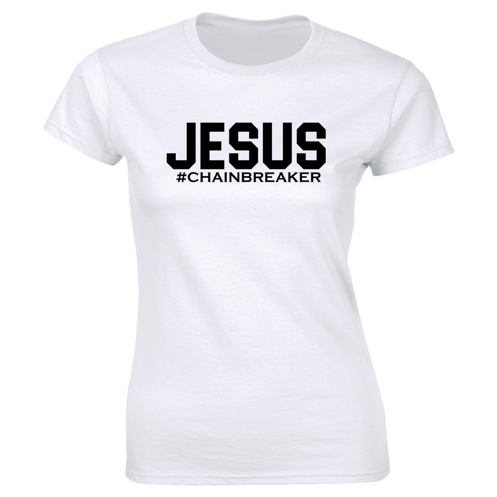 Jesus Hashtag # Chainbreaker Crew Neck T-Shirt for Women Christian Tee