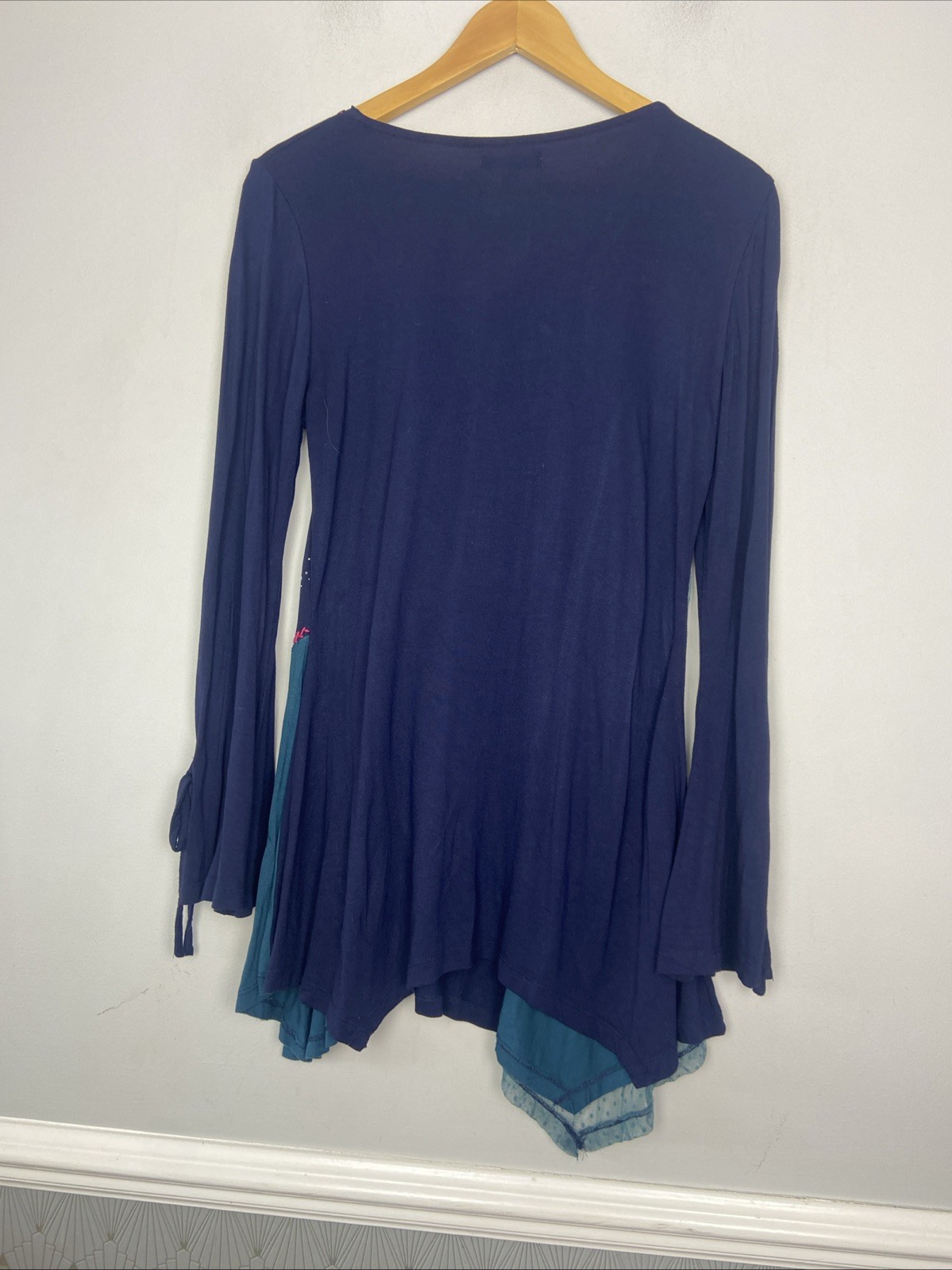 Joe Browns Top Womens Size 12 Blue Peacock Long Sleeve 90’s Y2K Floaty Gypsy